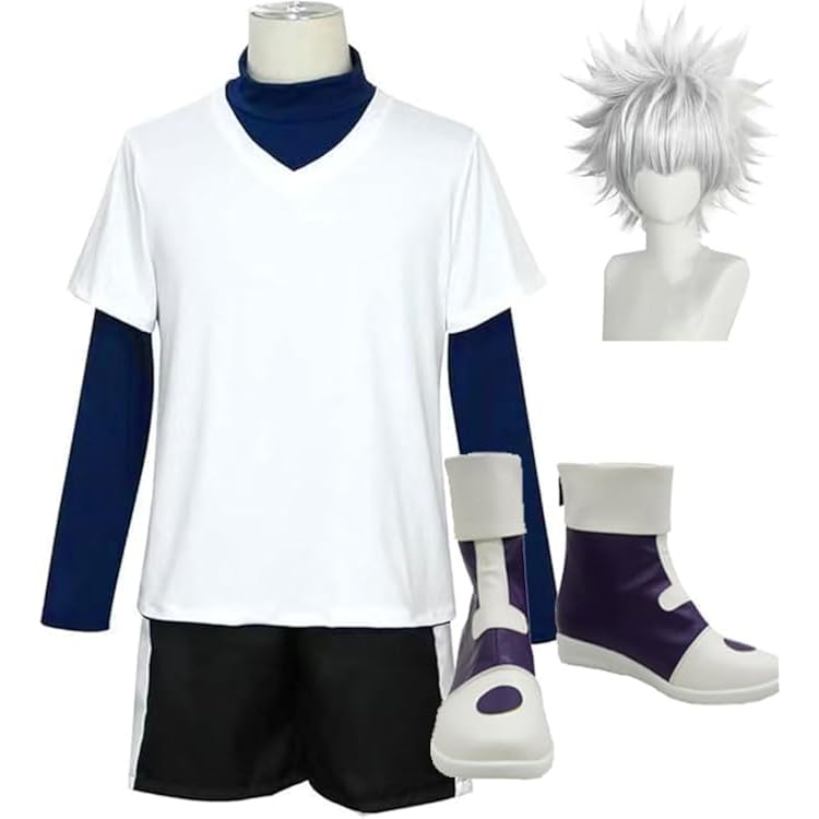 Amazon.co.jp: [NAMIKOE] キルア コスプレ 衣装 ウィッグ 白 ネイル